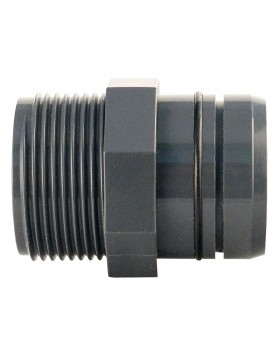 Rohrstecksystem-grauGELB Gerader Rohrverbinder 40/32 mm mit AG 1 ¼ Zoll