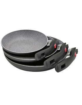 Pfannenset Aluminium Click + Cook Granitium 3-tlg. schwarz