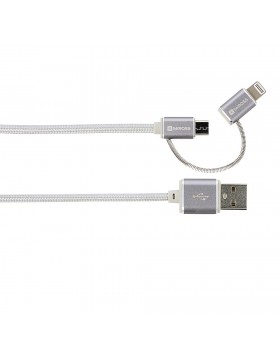 Ladekabel 2 in 1 USB zu Micro USB und Lightning Connector Steel Line