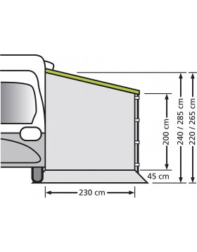 Πλαϊνος τοίχος Universal για τροχόσπιτα και αυτοκινούμενα με άνοιγμα 250 cm χωρίς παράθυρο