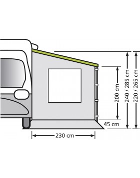 Πλαϊνος τοίχος Universal για τροχόσπιτα και αυτοκινούμενα με άνοιγμα 250 cm με παράθυρο