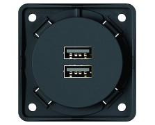 USB πρίζα φόρτισης 12 V διπλή ανθρακί ματ