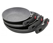 Pfannenset Aluminium Click + Cook Granitium 3-tlg. schwarz