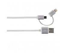 Ladekabel 2 in 1 USB zu Micro USB und Lightning Connector Steel Line