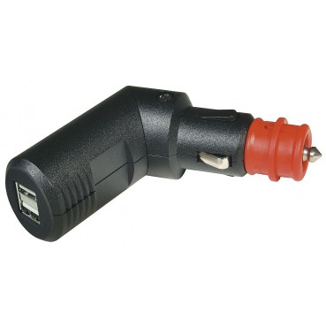 ΠΡΙΖΑ ΓΩΝΙΑΚΗ ΜΕ ΔΙΠΛΟ USB PRO-CAR 12-24V/ 5V