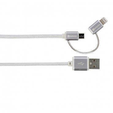 Ladekabel 2 in 1 USB zu Micro USB und Lightning Connector Steel Line