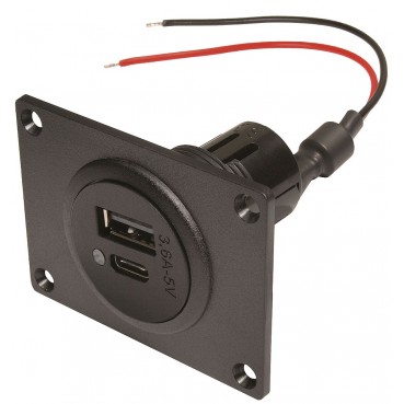 Πρίζα διπλή EV Power USB-C/A mit Montageplatte 12 - 24 V